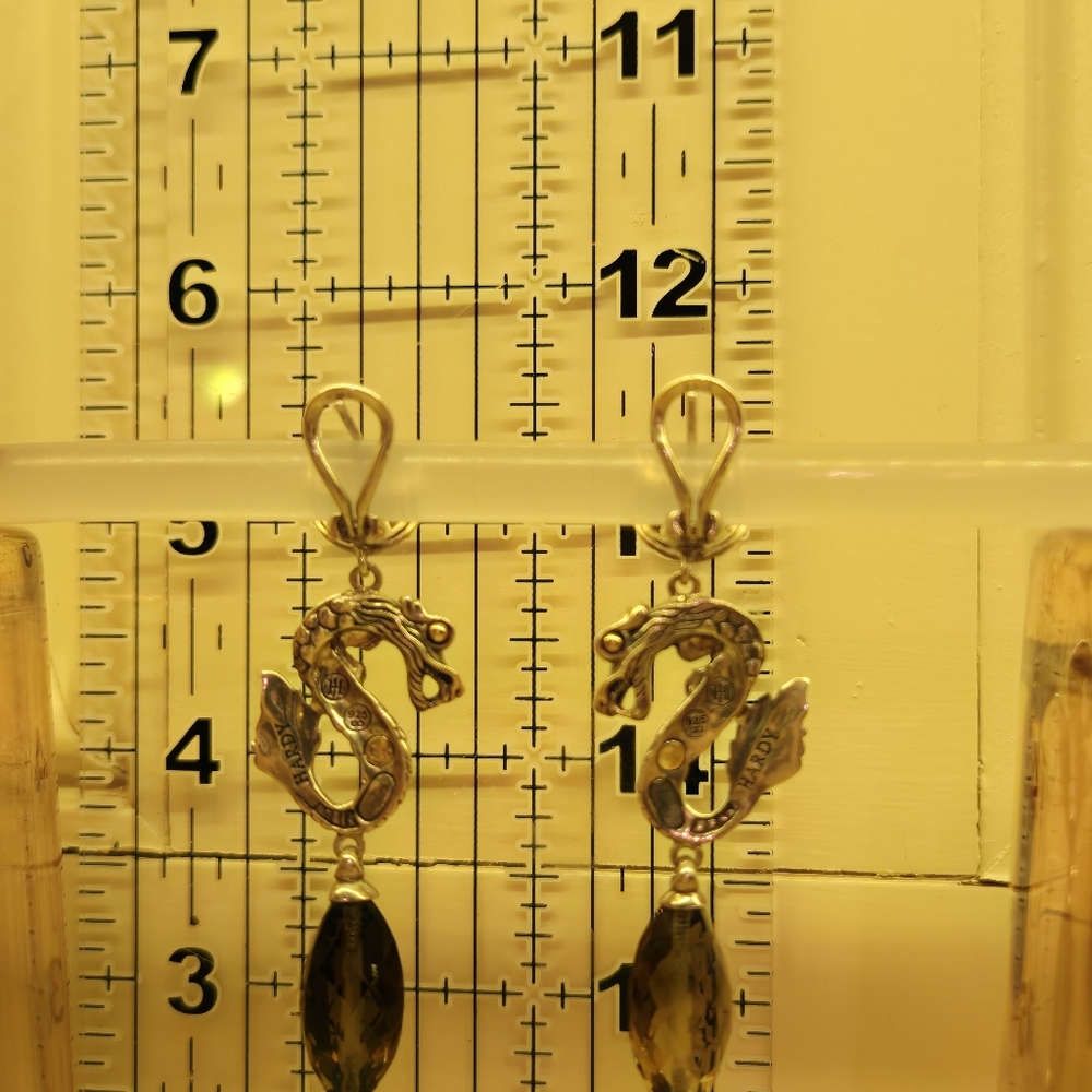 John Hardy Dragon Smoky Quartz and Citrine drop earrings (rare & discontinued) - Picture 8 of 9